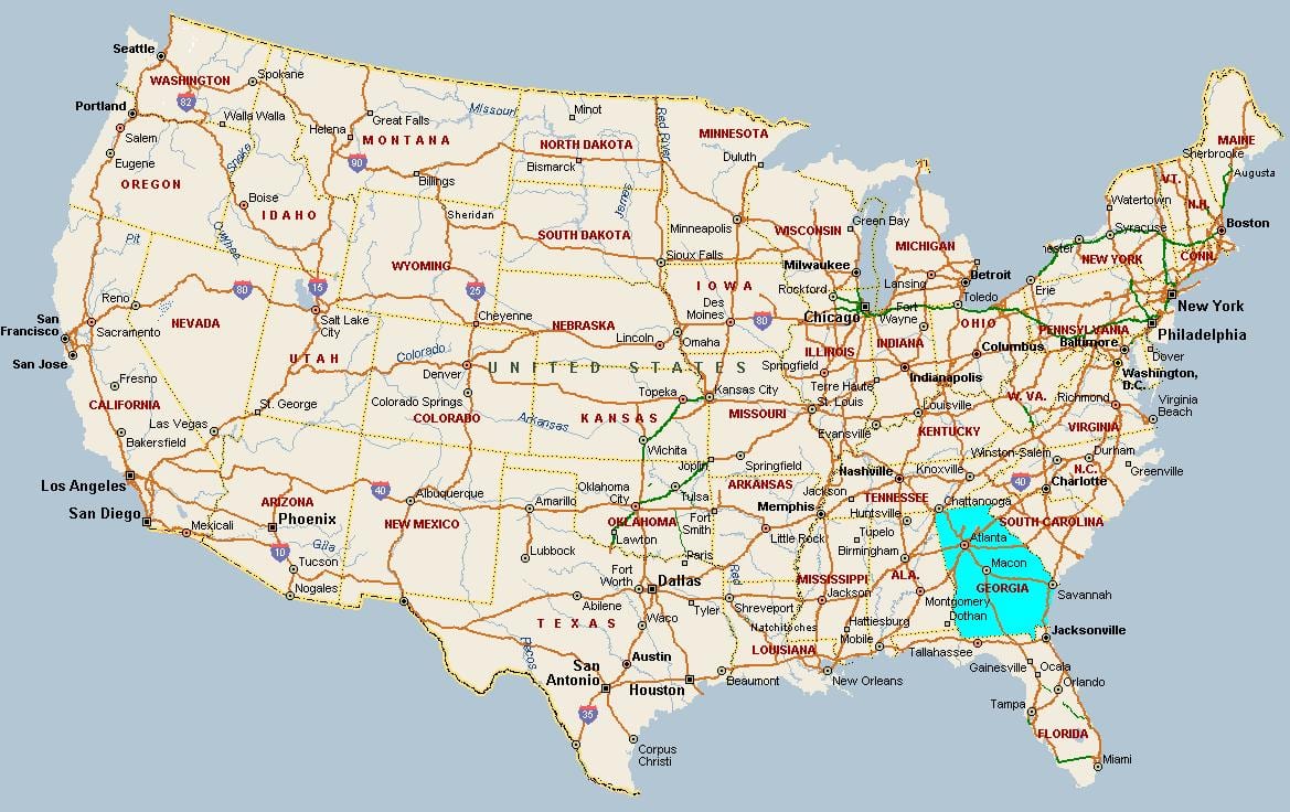 แผนที่ของจอร์เจีย usa. kgm
