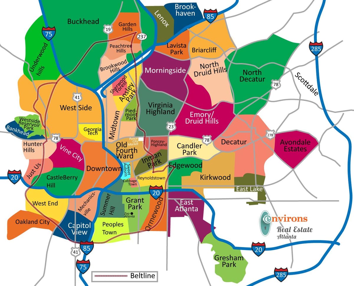 แผนที่แอตแลนต้า neighborhoods