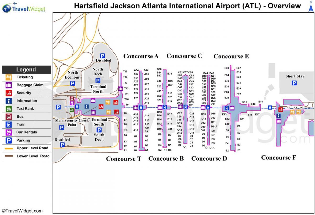 แผนที่ของ Hartsfield แจ็คสันสนามบิน