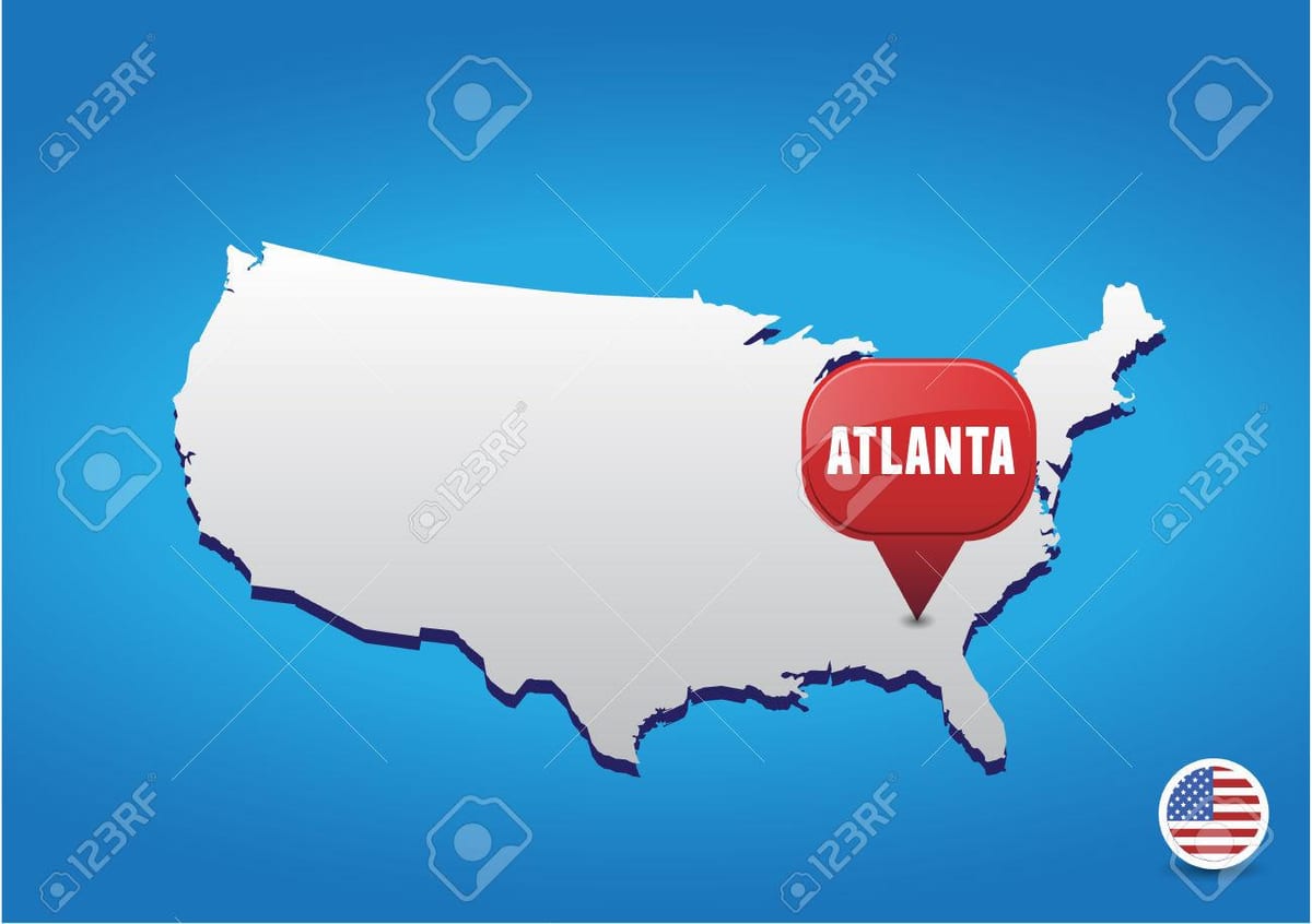 แอตแลนต้าอยู่ในแผนที่ usa. kgm
