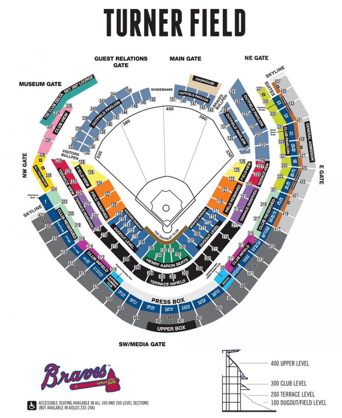 Braves สนามกีฬา seating แผนที่
