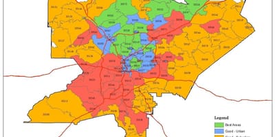 รหัสไปรษณีย์บนแผนที่ของแอตแลนต้า