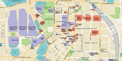 แอตแลนต้านักท่องเที่ยวหน่อย attractions แผนที่