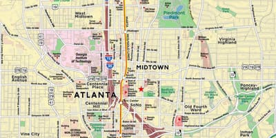 แผนที่กลางเมืองแอตแลนต้า